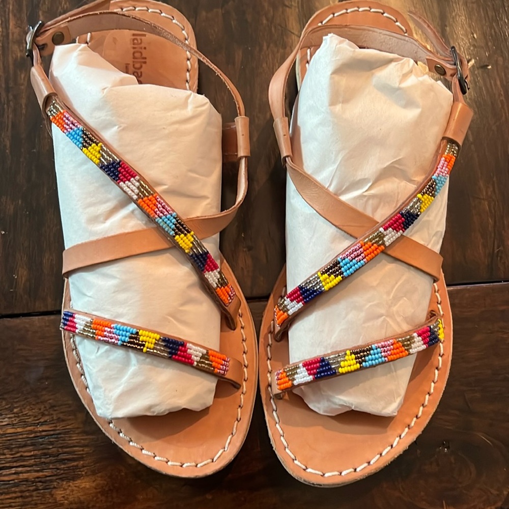 Laidbacklondon multi-colored sandals- New with box